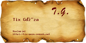 Tix Géza névjegykártya